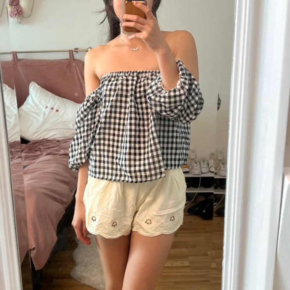 NWT LF off the shoulder checkered top